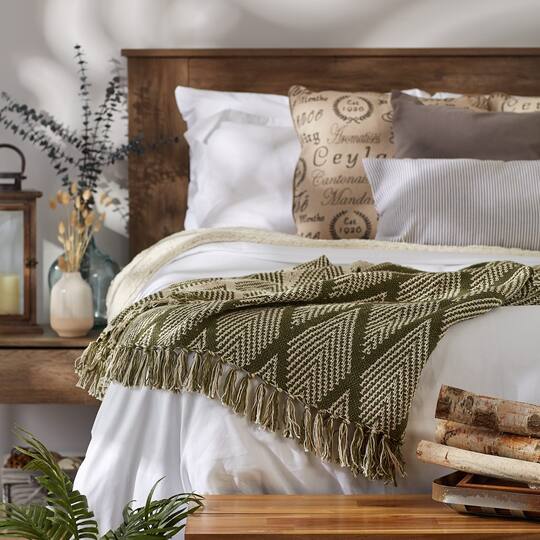 DII® Olive Green Tone Multi Diamond Throw